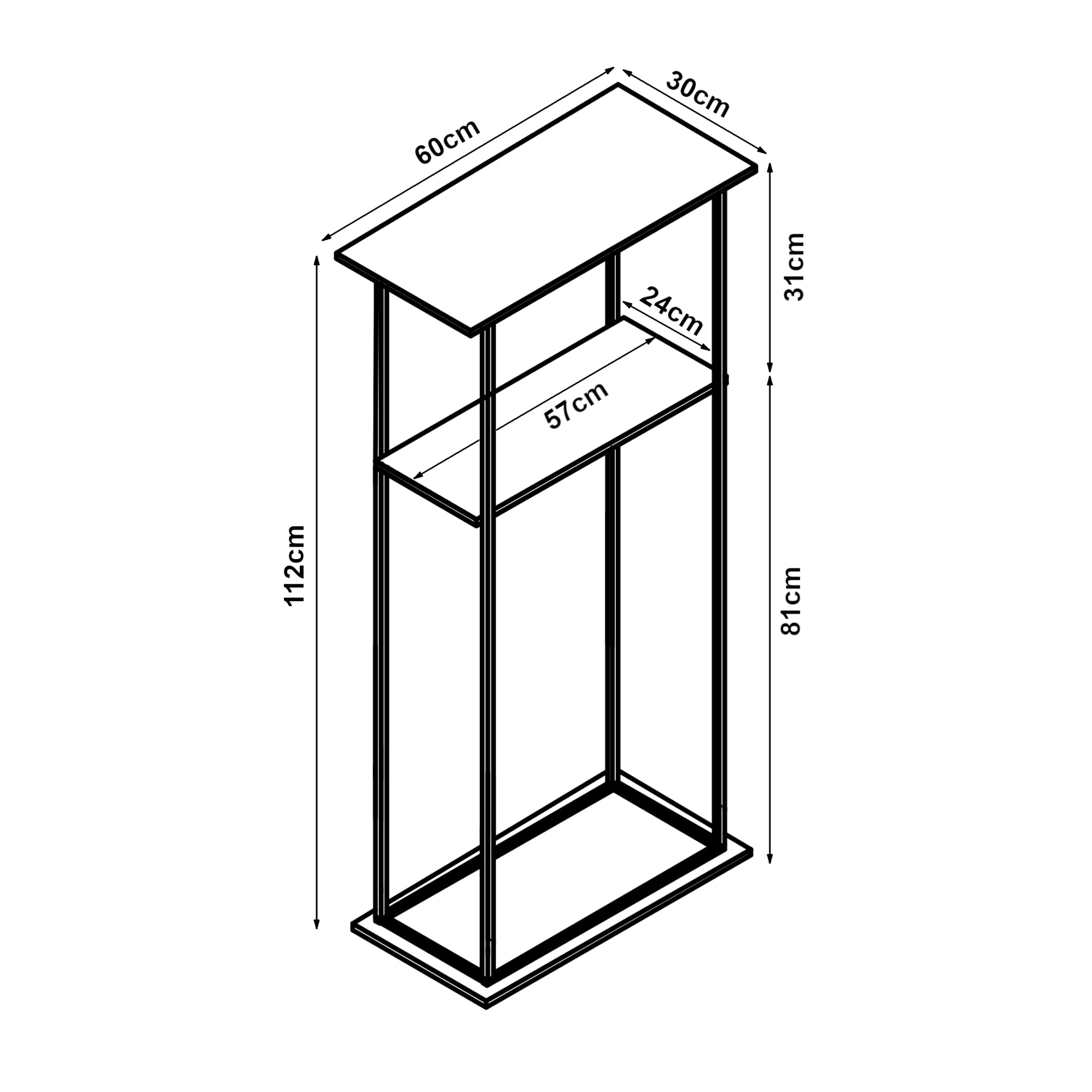 Mobile Portalegna Turku 112 x 60 x 30 cm Nero/Effetto Legno Scuro [en.casa]