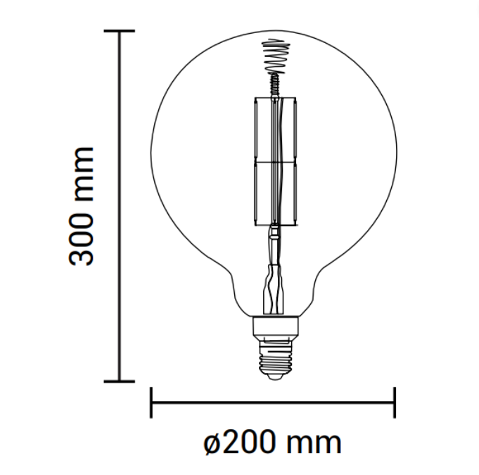 Lampada led bulbo e27 8 watt g200 filamento risparmio energetico 1800k