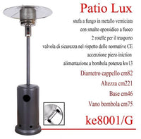 Ke grill ke8001/g stufa a fungo patio per esterni colore antracite a gas bombola trasportabile potenza 13 kw 15 mq