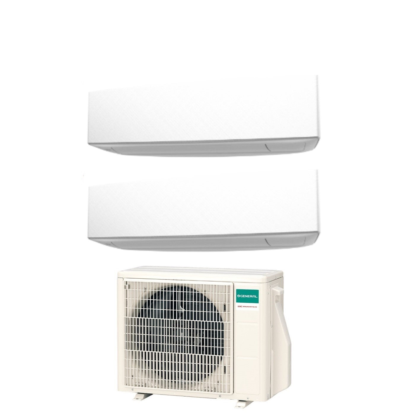 Climatizzatore Condizionatore General Fujitsu Dual Split Inverter serie KETA WHITE 7+12 con AOHG18KBTA2 R-32 Wi-Fi Optional 7000+12000 Colore Bianco - Novità