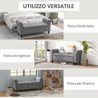 Panca Fondo Letto 126x48,5x57 cm in Tessuto Vellutato Grigio