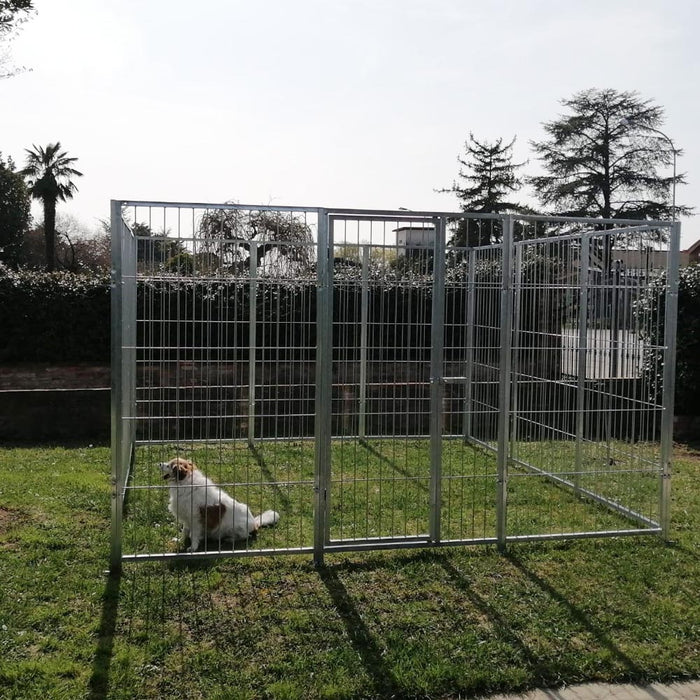 Recinto per cani da 3x3 metri solo perimetro modulare con zincatura a caldo