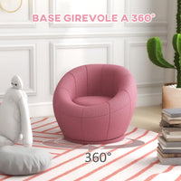 Poltroncina Mini Moderna con Imbottitura Spessa 60x56x48 cm in Peluche Rosa