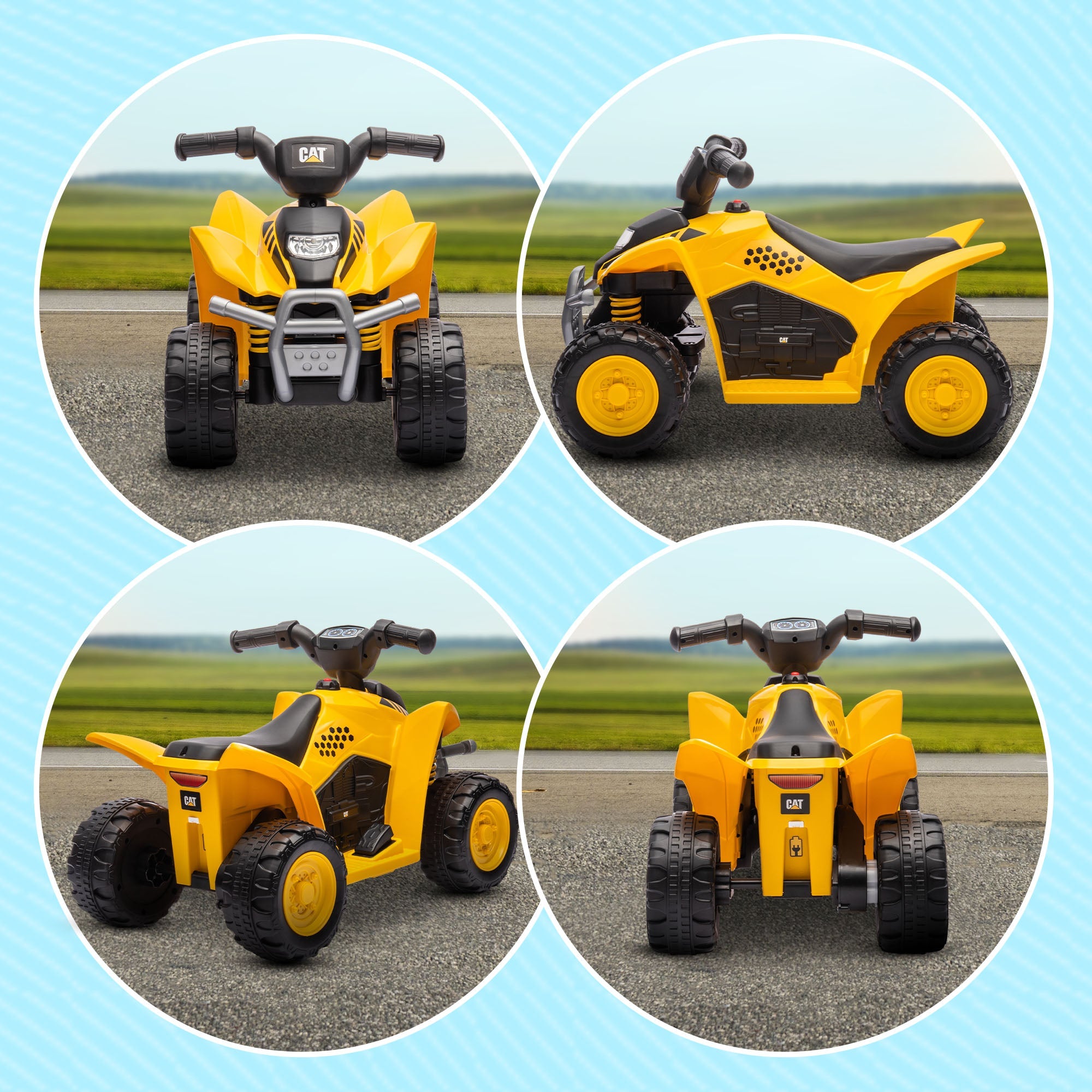 Mini Quad Elettrico per Bambini 6V Clacson e Fari con Licenza Caterpillar Giallo