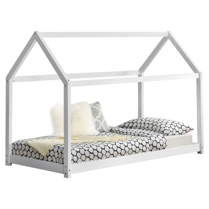 Letto per Cameretta Netstal a Casetta 70x140 cm Legno - bianco [en.casa]