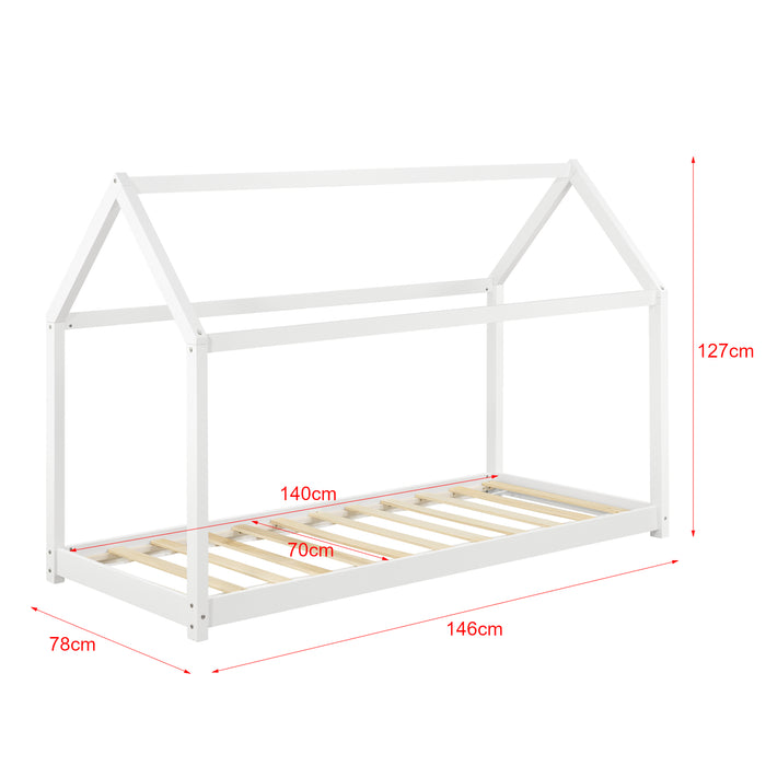 Letto per Cameretta Netstal a Casetta 70x140 cm Legno - bianco [en.casa]