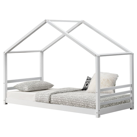 Letto a Casetta per Cameretta Vardà¸ 90x200 cm Legno - Bianco [en.casa]