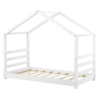 Letto a Casetta per Cameretta Vardà¸ 80x160 cm Legno - Bianco [en.casa]