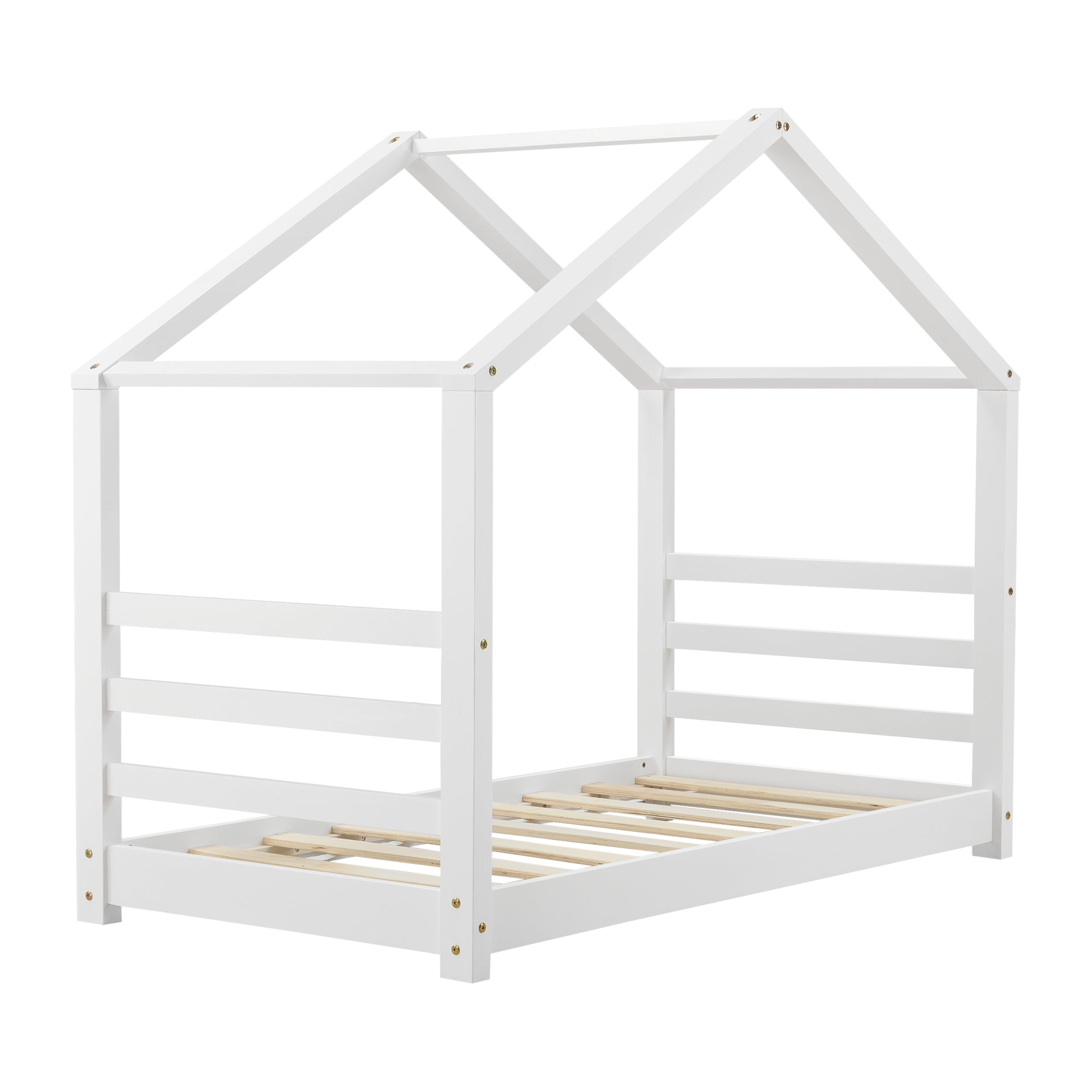 Letto a Casetta per Cameretta Vardà¸ 80x160 cm Legno - Bianco [en.casa]