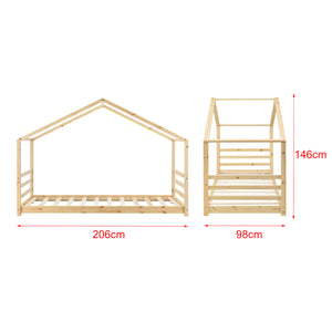 Letto a Casetta per Cameretta Vardø 90x200 cm Legno Naturale [en.casa]