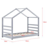 Letto a Casetta per Cameretta Vardø 70x140 cm Legno - Grigio [en.casa]