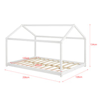 Letto per Cameretta 'Cerro' a Forma di Casetta con Materasso 120 x 200 cm Legno di Pino Bianco [en.casa]