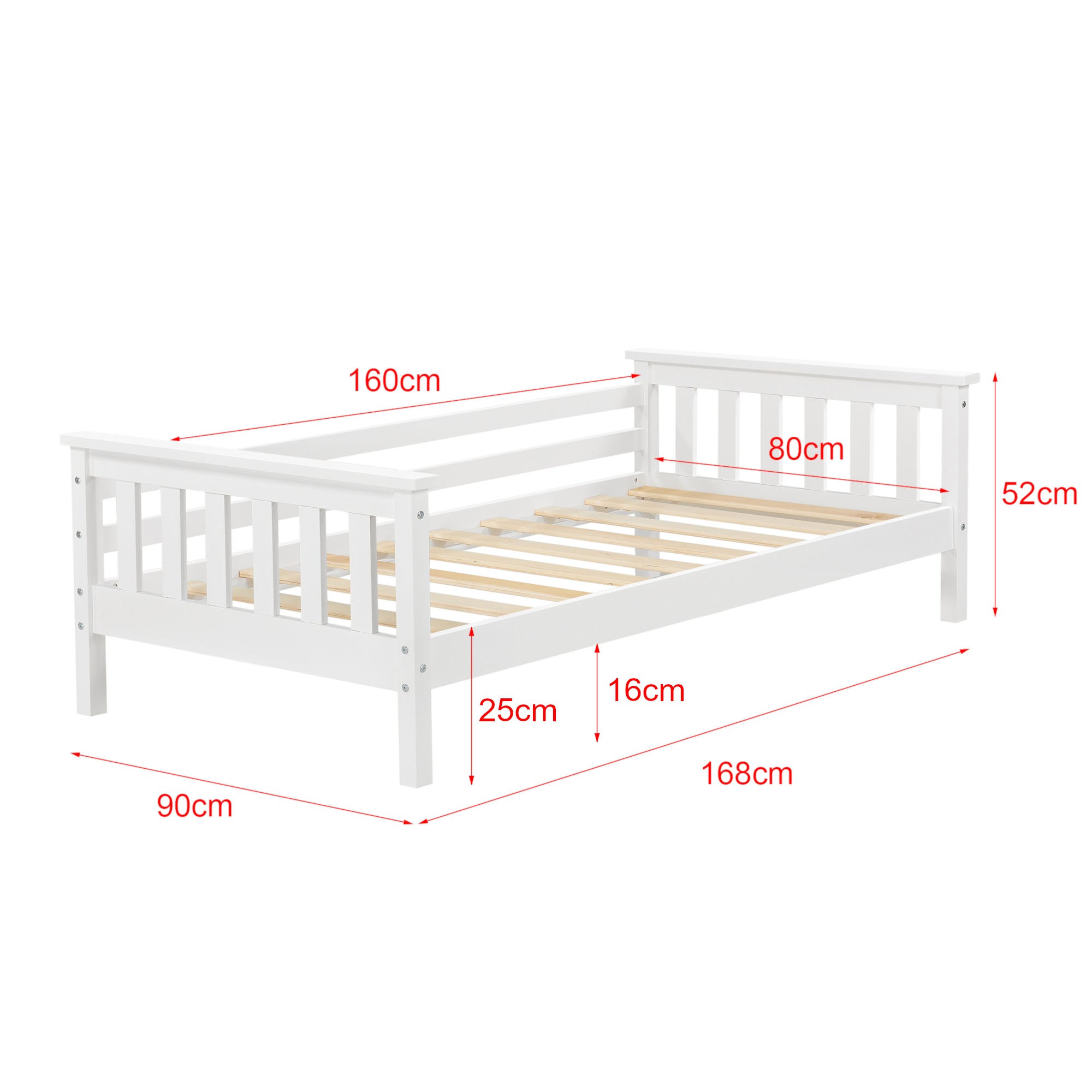 Letto per Bambino con Materasso Ipoallergenico a Schiuma Fredda 80x160 cm Letto di Design Moderno in Legno di Pino con