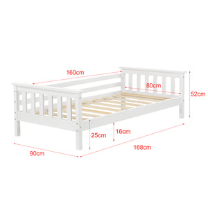 Letto per Bambino con Materasso Ipoallergenico a Schiuma Fredda 80x160 cm Letto di Design Moderno in Legno di Pino con