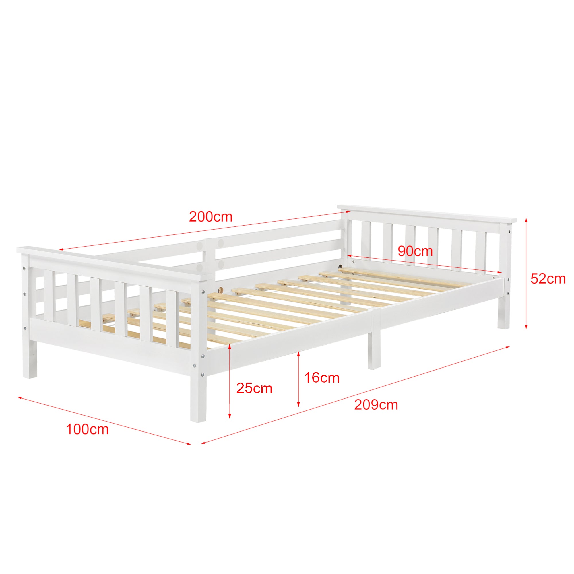 Letto per Bambino/Ragazzo con Materasso Ipoallergenico a Schiuma Fredda 90x200 cm Letto di Design Moderno in Legno di