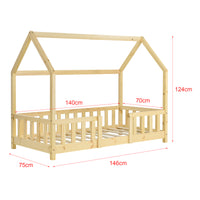 Letto per Cameretta Sisimiut a Forma di Casetta 70x140 cm Legno Naturale [en.casa]