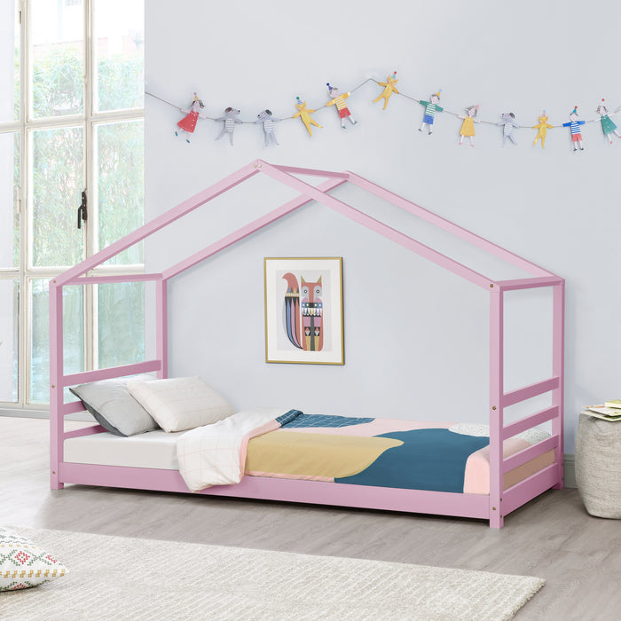 Letto a Casetta per Cameretta Vardà¸ 90x200 cm Legno - Rosa [en.casa]