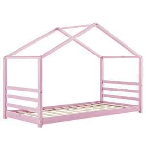 Letto a Casetta per Cameretta Vardà¸ 90x200 cm Legno - Rosa [en.casa]