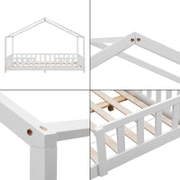 Letto per Cameretta Treviolo a Forma di Casetta 120x200 cm Bianco [en.casa]