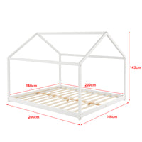 Letto per Cameretta 'Cerro' a Forma di Casetta con Materasso 160 x 200 cm Legno di Pino Bianco [en.casa]