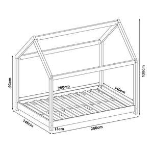 Letto per Cameretta Cerro a Forma di Casetta 140 x 200 cm color Naturale [en.casa]