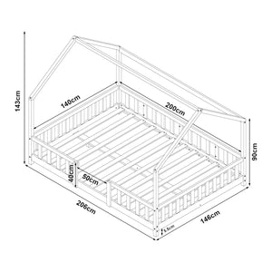 Letto per Cameretta Sisimiut a Forma di Casetta 140x200 cm Bianco [en.casa]