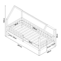 Letto Casetta per Cameretta Ydre con Materasso 90x200 cm Bianco [en.casa]