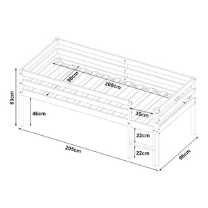 Letto per Cameretta Siikalatva in Legno di Pino 90x200 cm Bianco [en.casa]