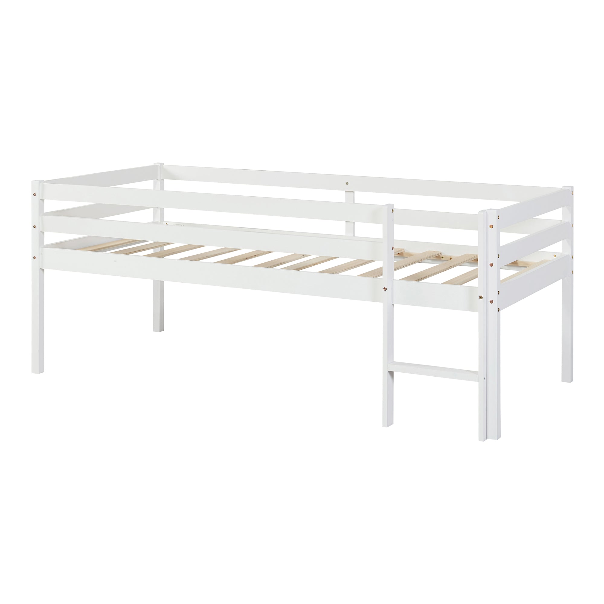 Letto per Cameretta Siikalatva in Legno di Pino 90x200 cm Bianco [en.casa]