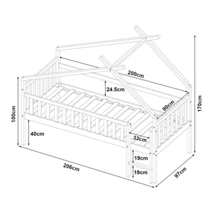 Letto a Casetta per Cameretta Sotkamo in Legno 90x200 cm Bianco [en.casa]