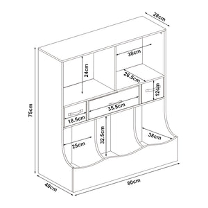 Scaffale Basso per Cameretta Vastesa con Cassetti Pieghevoli e Scomparti - Bianco [en.casa]