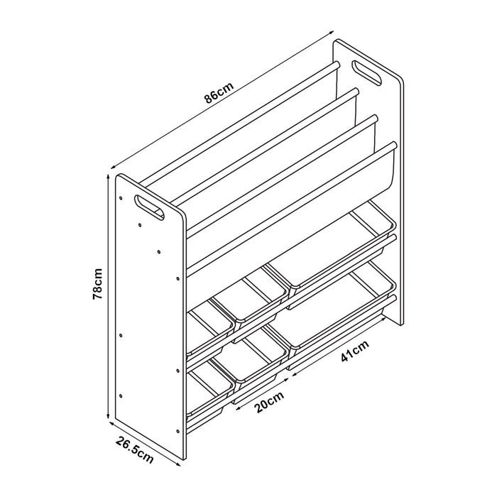 Scaffale per Cameretta Rà¸dà¸y Mobile Porta Giochi 78x86x27 cm Decorazione Unicorno [en.casa]