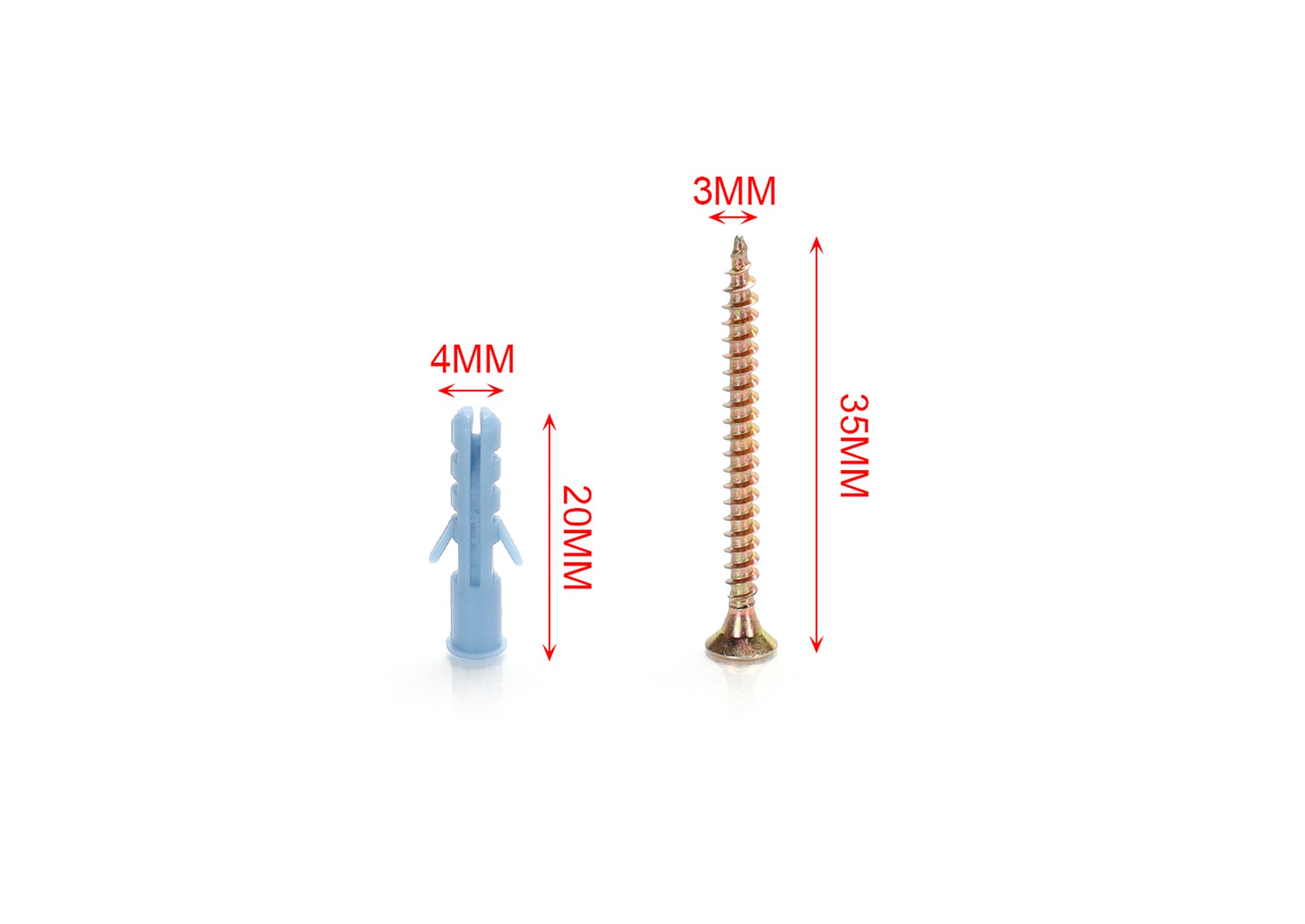 Kit 14 pcs Tasselli &Oslash;4x20mm Con Viti 3x35mm