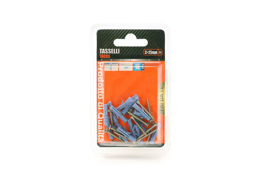 Kit 16 pcs Tasselli &Oslash;4x20mm Con Viti 3x25mm