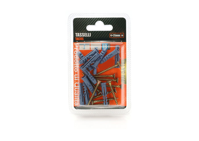 Kit 18 pcs Tasselli &Oslash;6x30mm Con Viti 4x25mm