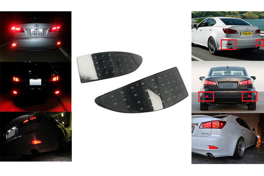 Kit 2 Fanali Posteriori A Led Nero Fume Per Lexus IS 250 300h 350 MK III XE30 Rear Bumper Reflector Light