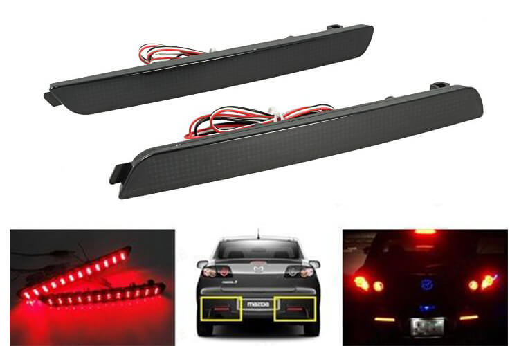 Kit 2 Fanali Posteriori A Led Nero Fume Per Mazda 3 Axela BK Sostituzione Riflettore Catarifrangente Originale