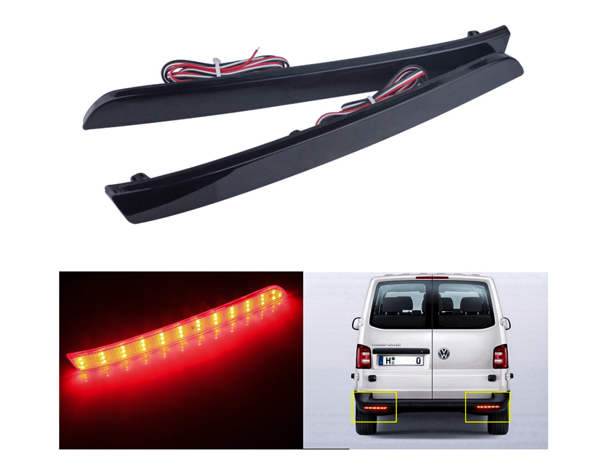 Kit 2 Fanali Posteriori A Led Nero Fume Per VW T5 Transporter Multivan 12-15 Caravelle 2014 Sostituzione Catarifrangente Riflettore Originale