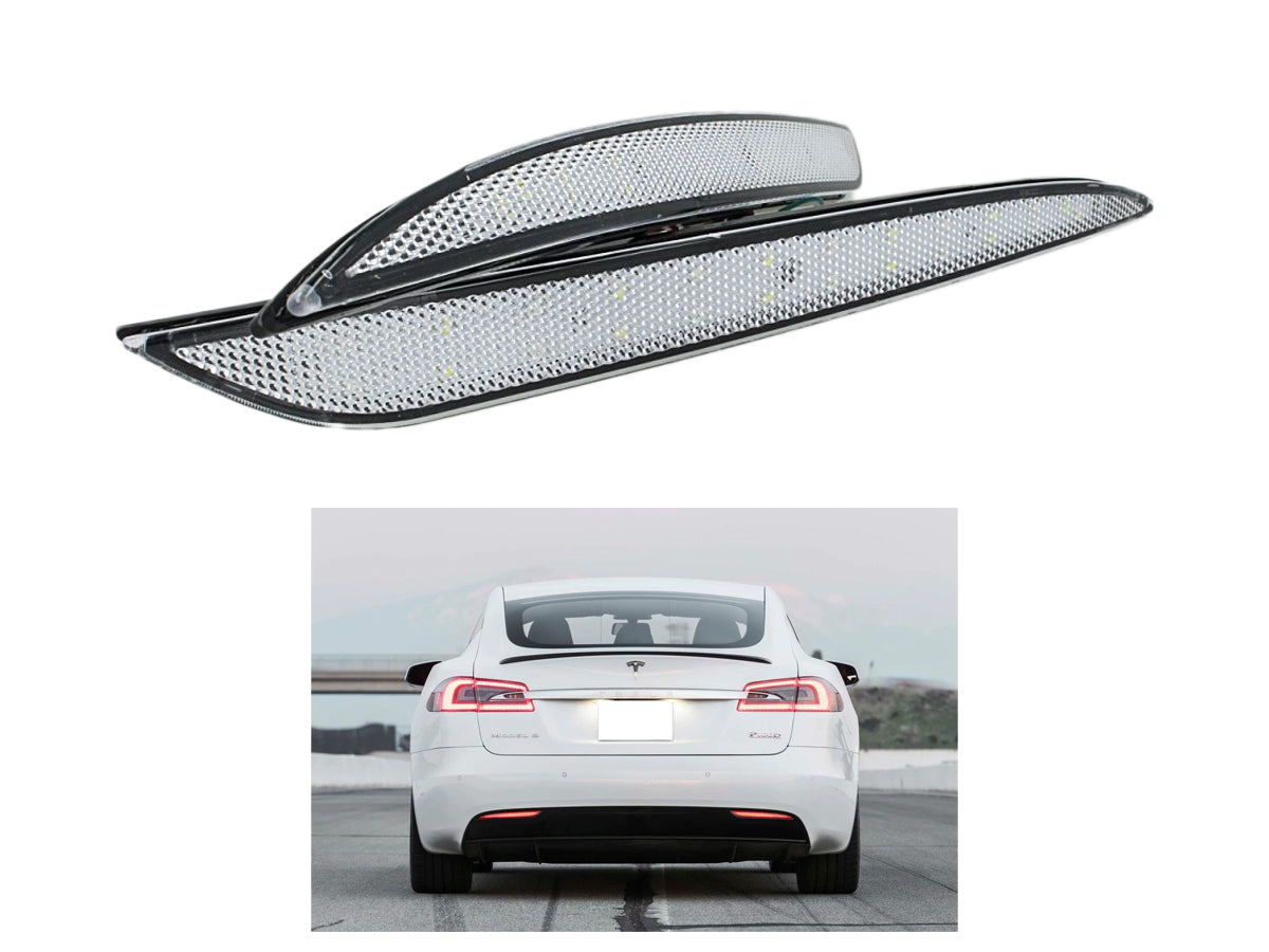 Kit 2 Fanali Posteriori A Led Trasparente Luce Rosso Bianco Per Tesla Model S OEM 6007705-00-B 6007706-00-B