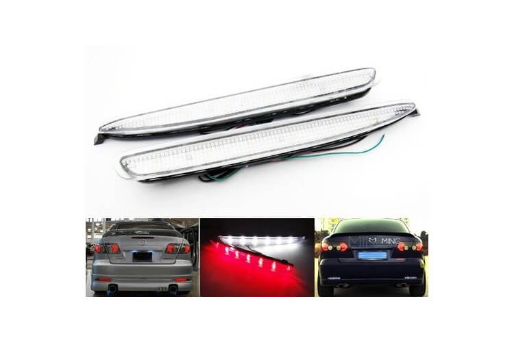 Kit 2 Fanali Posteriori A Led Trasparente Per Mazda 3 Rear Bumper Tail Brake Reflector Light