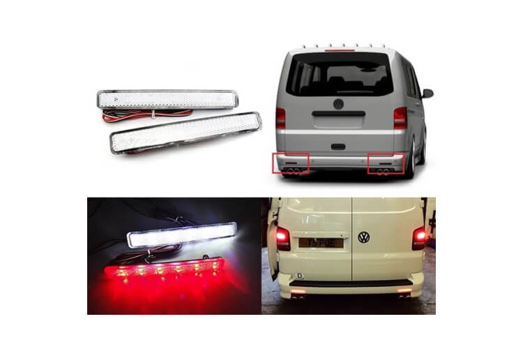 Kit 2 Fanali Posteriori A Led Trasparente Per VW T5 Transporter Caravelle Multivan