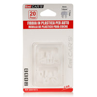 Kit 20 Pezzi Clip Fermi Rivetti Rivetti in Plastica per Fissaggio (Per Plastiche Auto) - Con Foro Passante Vite Passo M3,5