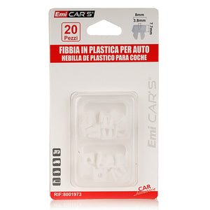 Kit 20 Pezzi Clip Fermi Rivetti Rivetti in Plastica per Fissaggio (Per Plastiche Auto) - Con Foro Passante Vite Passo M3,5