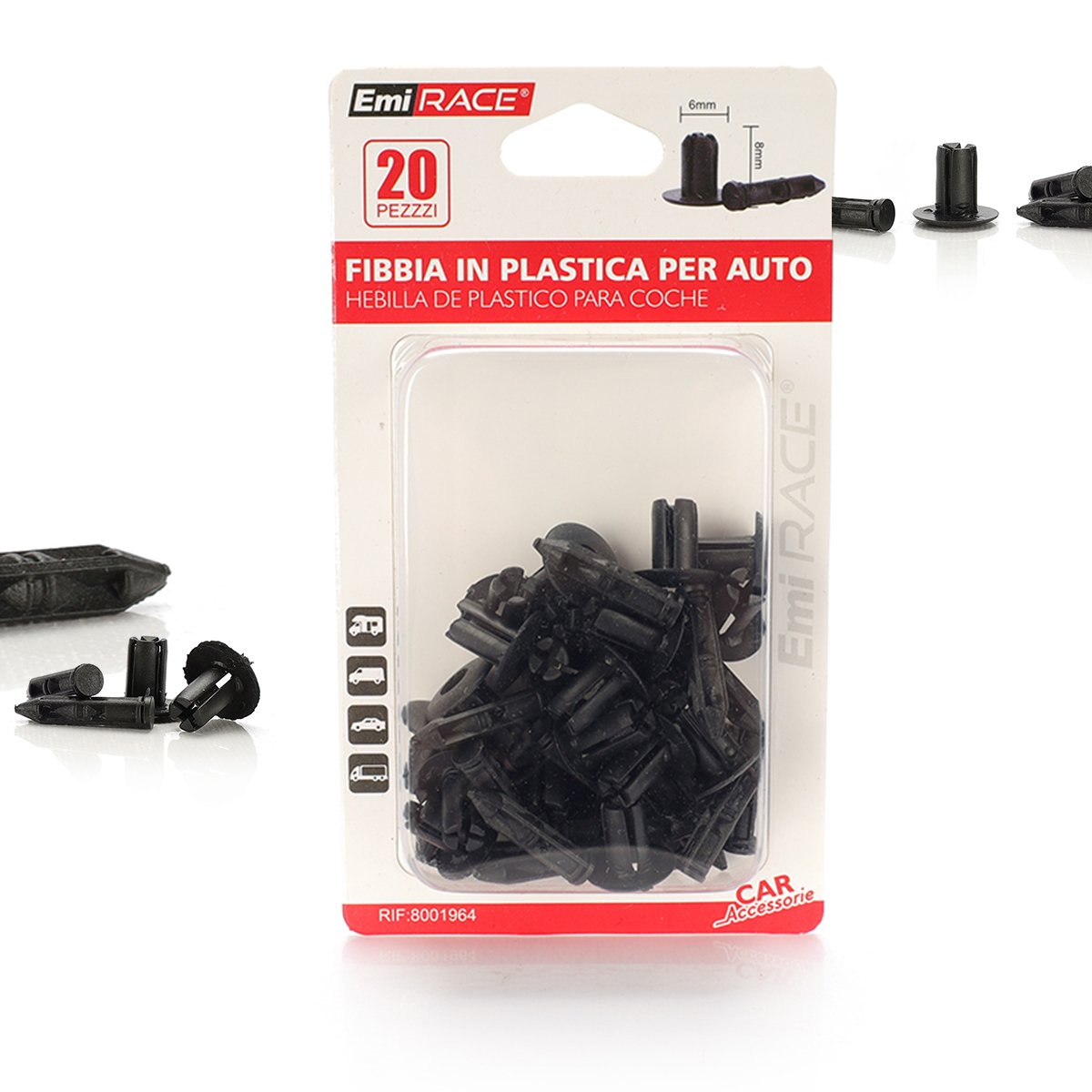 Kit 20 Pezzi Clip in Plastica per Fissaggio plastiche auto