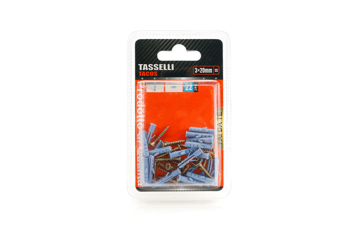 Kit 22 pcs Tasselli &Oslash;4x20mm Con Viti 3x20mm