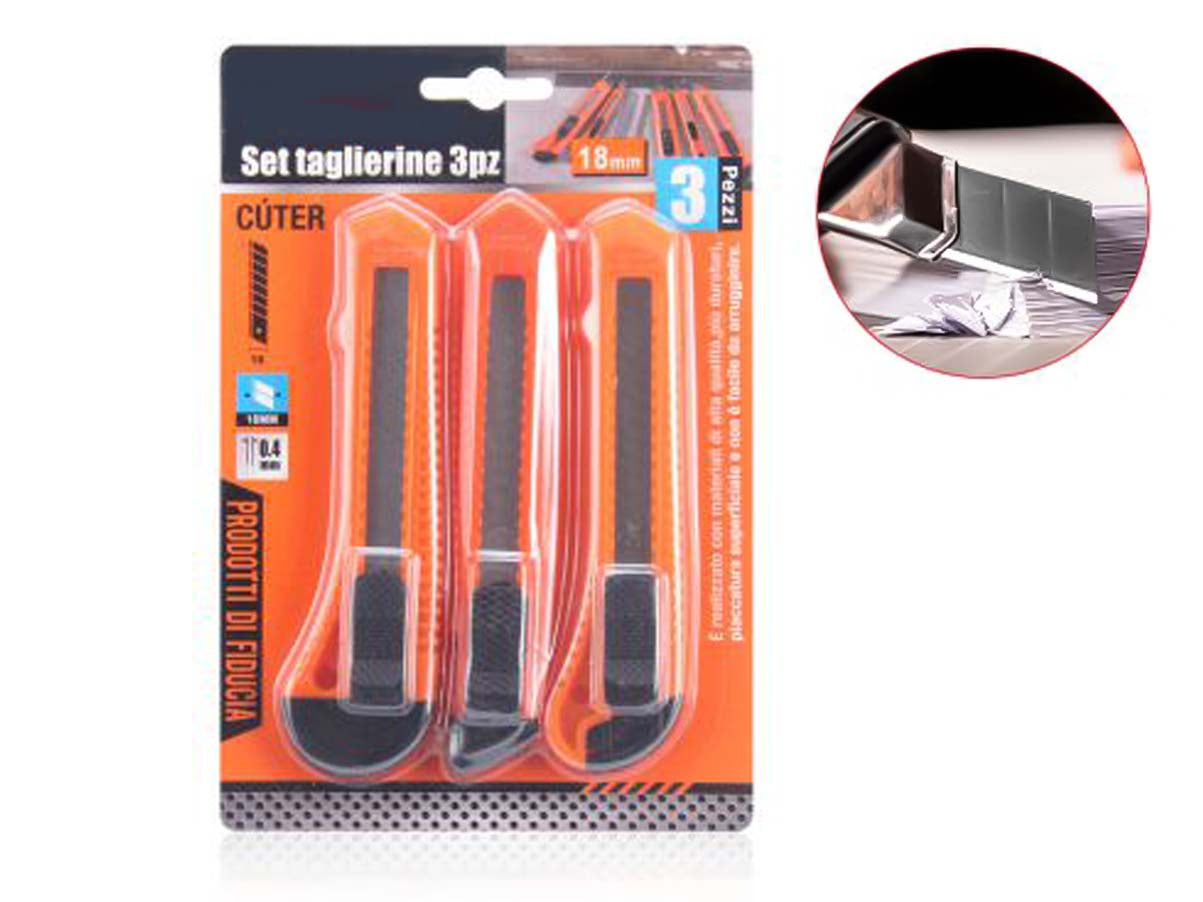 Kit 3 Taglierini Cutter 18mm Economico