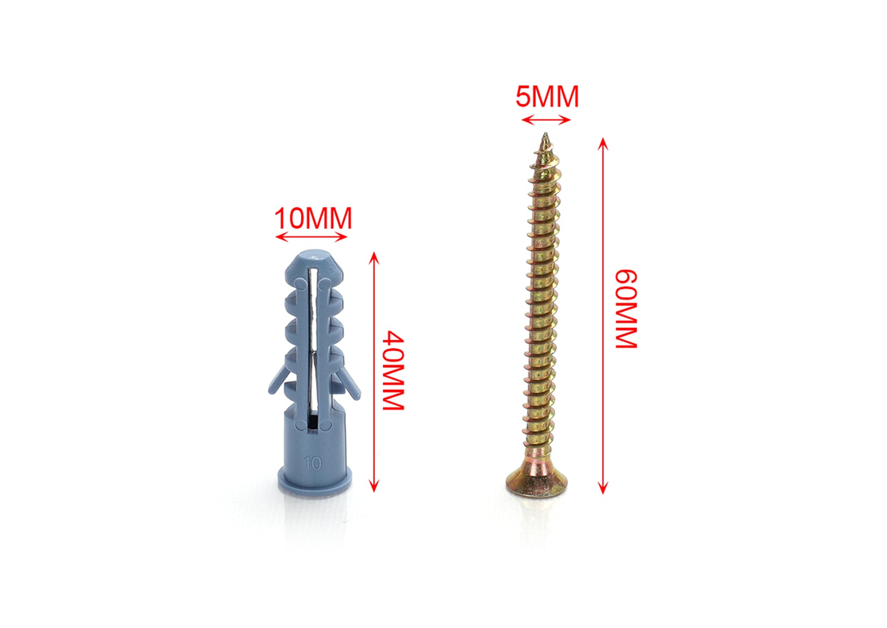 Kit 4 pcs Tasselli &Oslash;10x40mm Con Viti 5x60mm