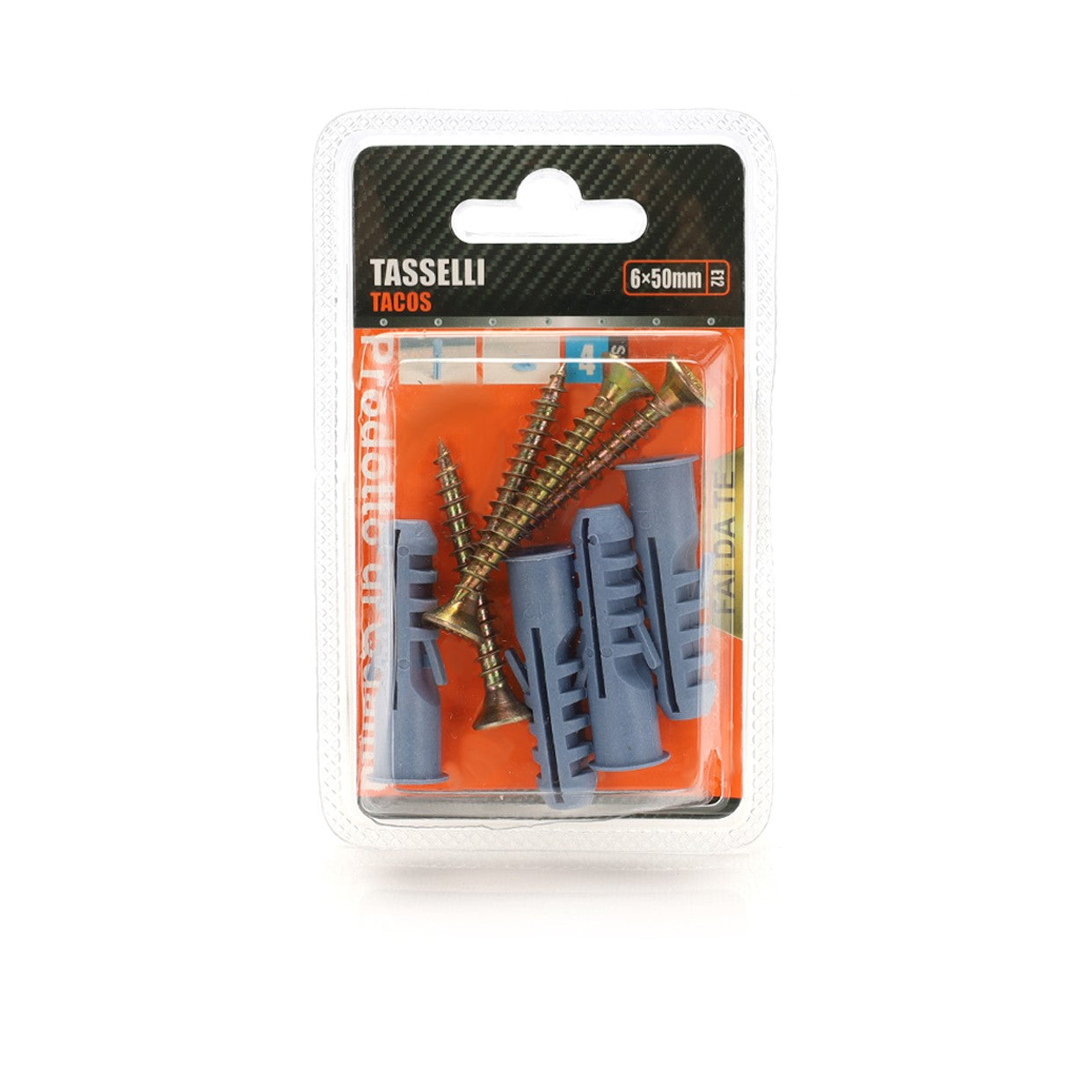 Kit 4 pcs Tasselli &Oslash;12x50mm Con Viti 6x50mm