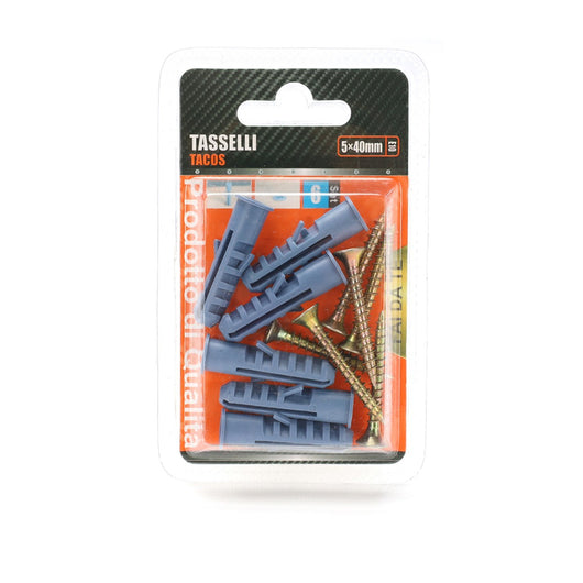 Kit 6 pcs Tasselli &Oslash;10x40mm Con Viti 5x40mm