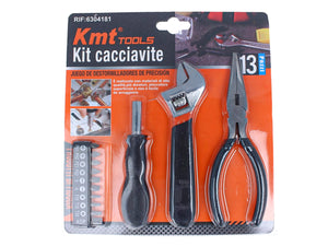 Kit Attrezzi 13 Pezzi Cacciavite Magnetico ad Incastro + Chiave Regolabile A Rullino + Pinza A Becco Lungo